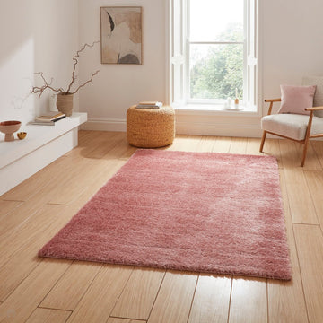 Lux Plain Plush Super-Soft Silky Shimmer Polyester Shaggy Blush Rug-Think Rugs-Rug Love - The Most Loved Rug Store